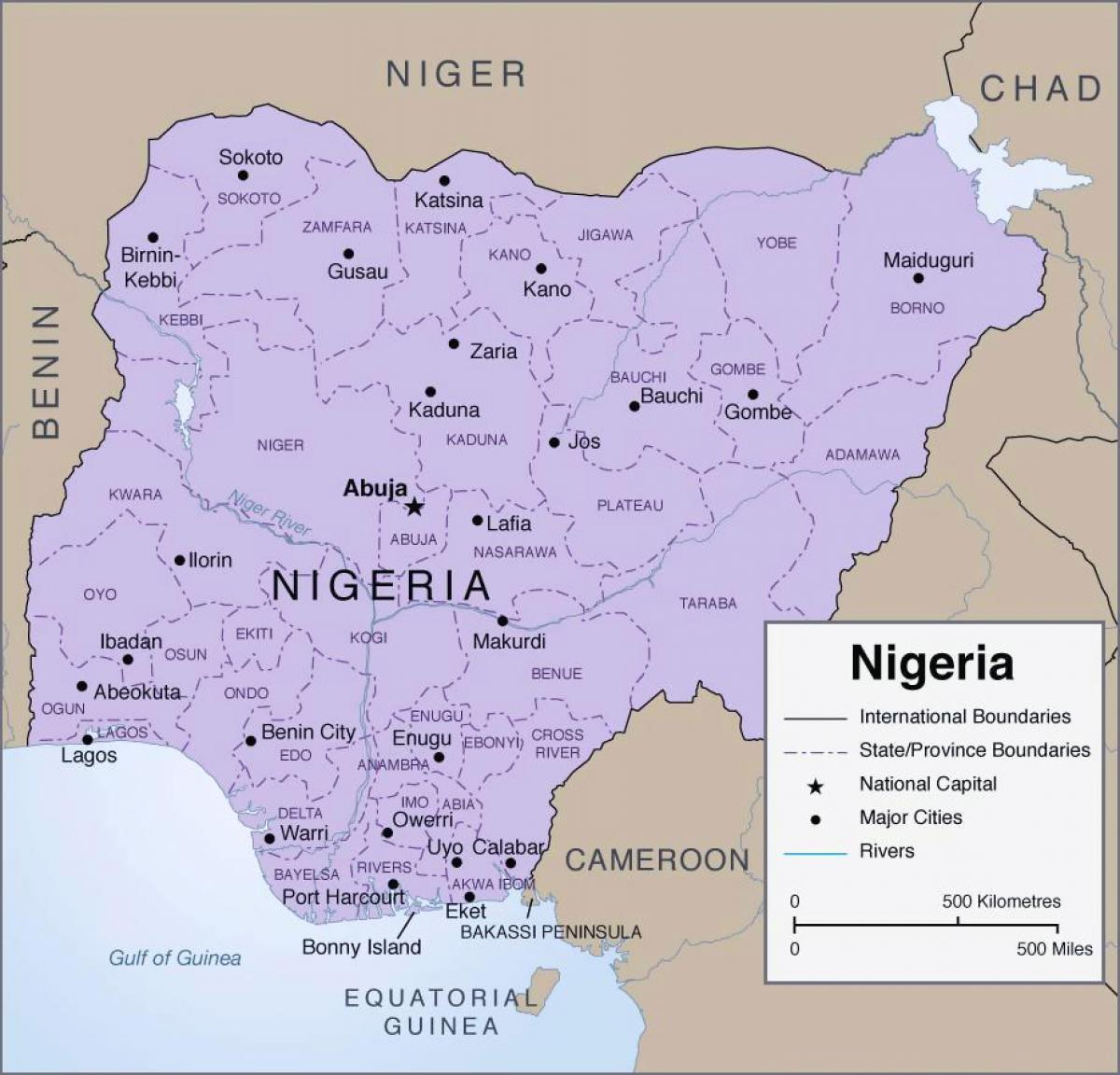 지도의 상세한 나이지리아