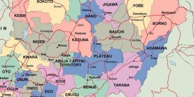 나이지리아의 지도와 국가와 도시