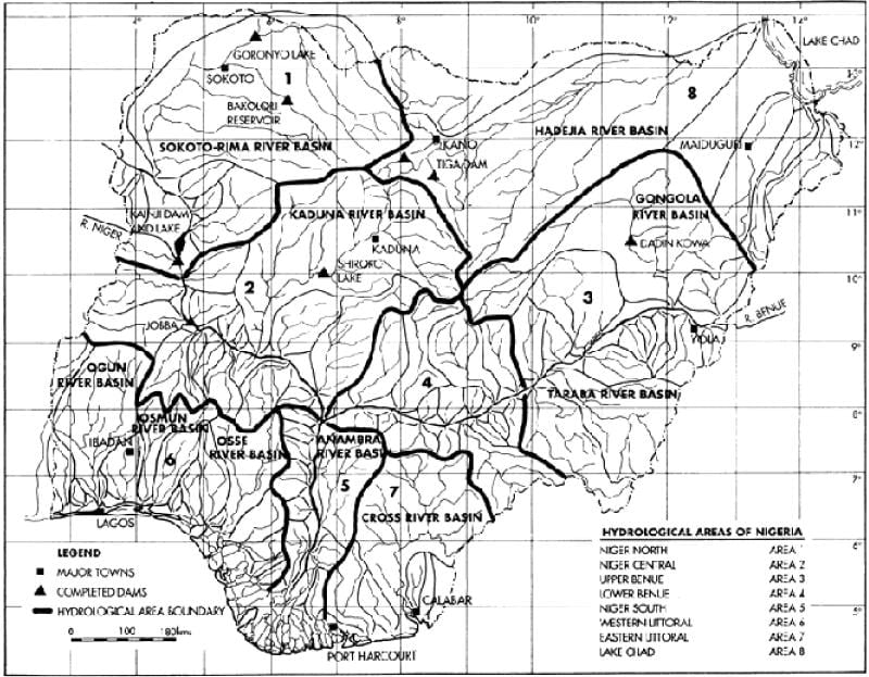 지도 hydrological 나이지리아