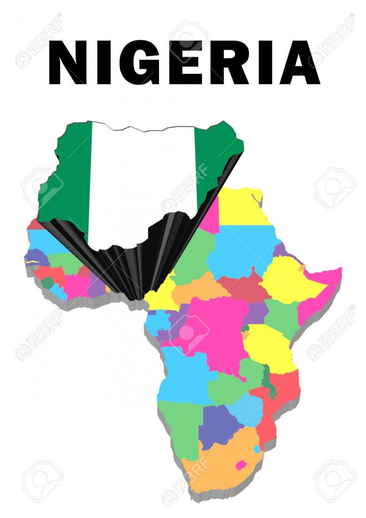 지도와 아프리카의 강조 표시된 나이지리아