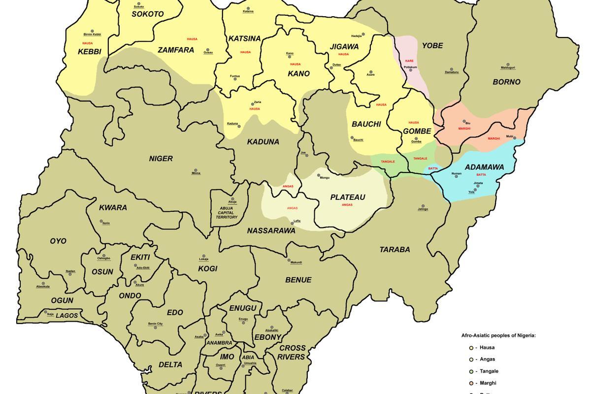 지도에 나이지리아 36 국